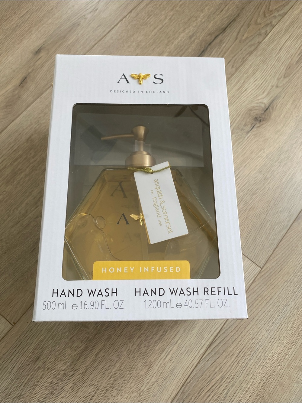 Asquith & Somerset Honey Infused Hand Wash Bottle & Refill Gift Set BNWT
